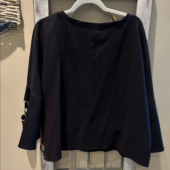 Joseph Ribkoff Black Top with Embellished Sleeves - Picture 6 of 7